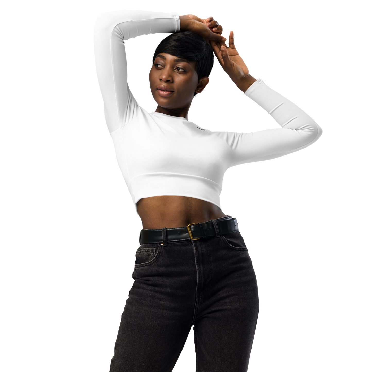 Staple Long-Sleeve Crop Top - White