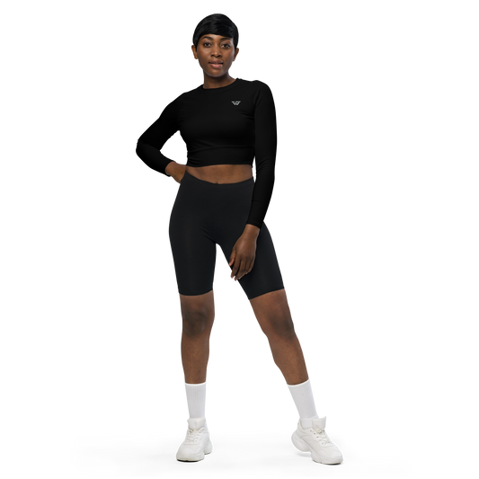 Staple Long-Sleeve Crop Top - Black