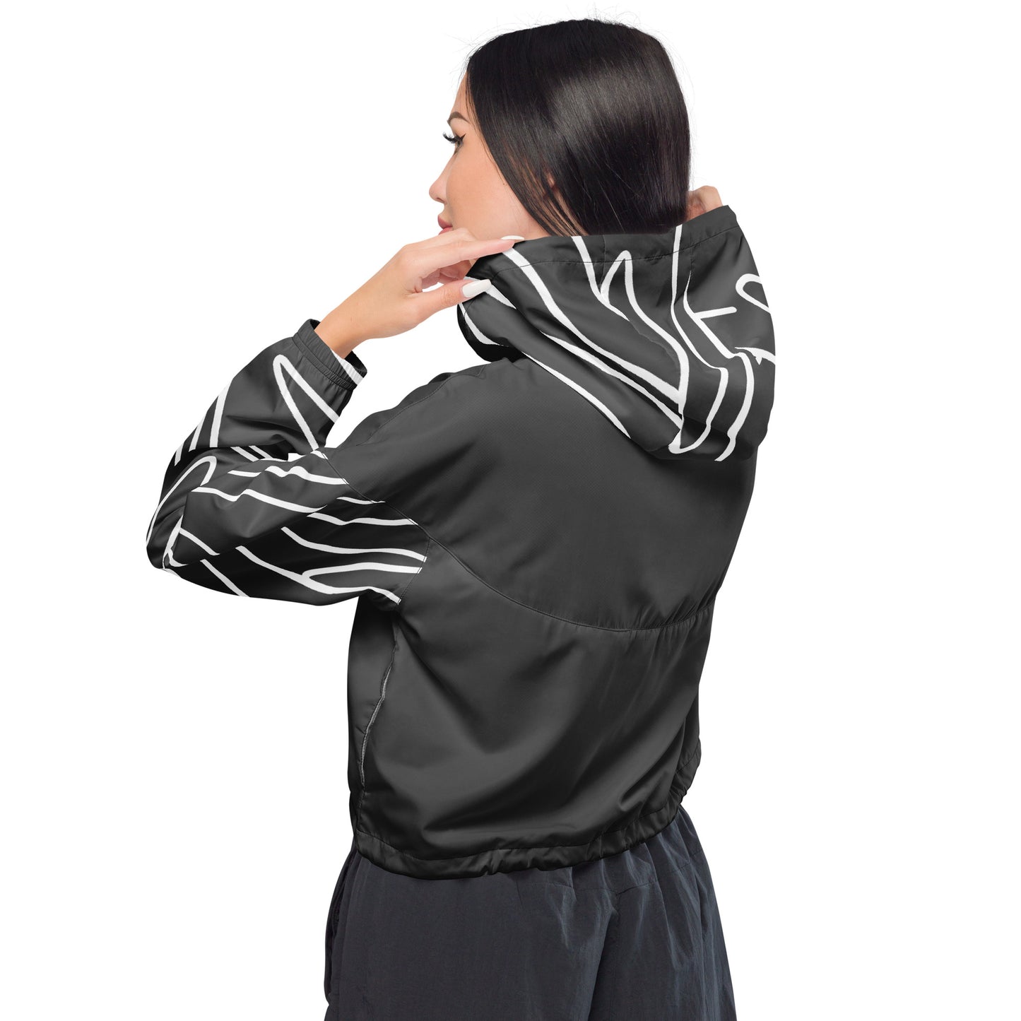 Statement Cropped Windbreaker - Black