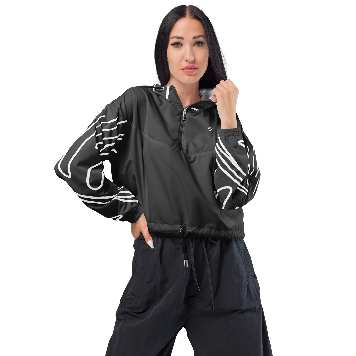 Statement Cropped Windbreaker - Black