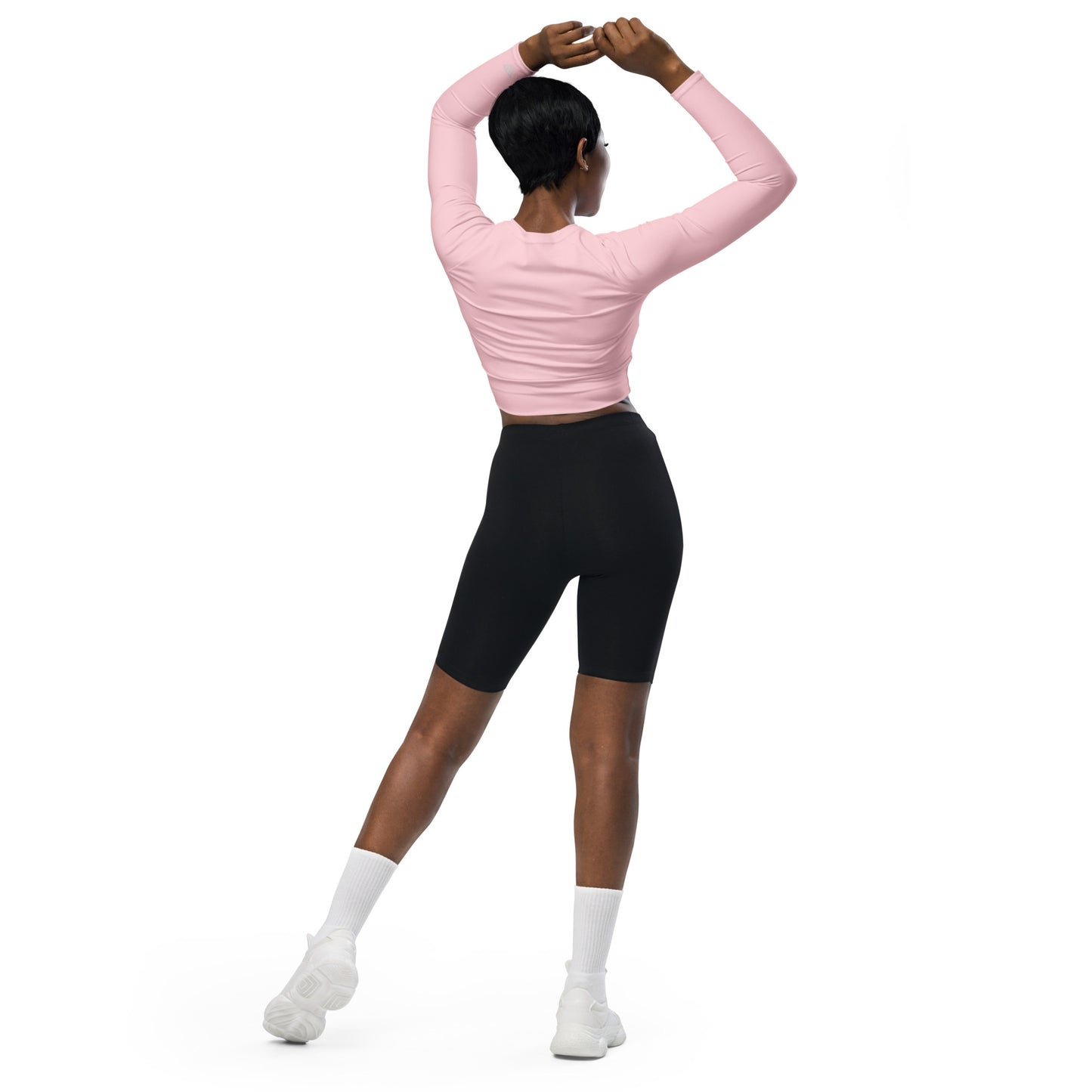 Statement Long-Sleeve Crop Top - Pink
