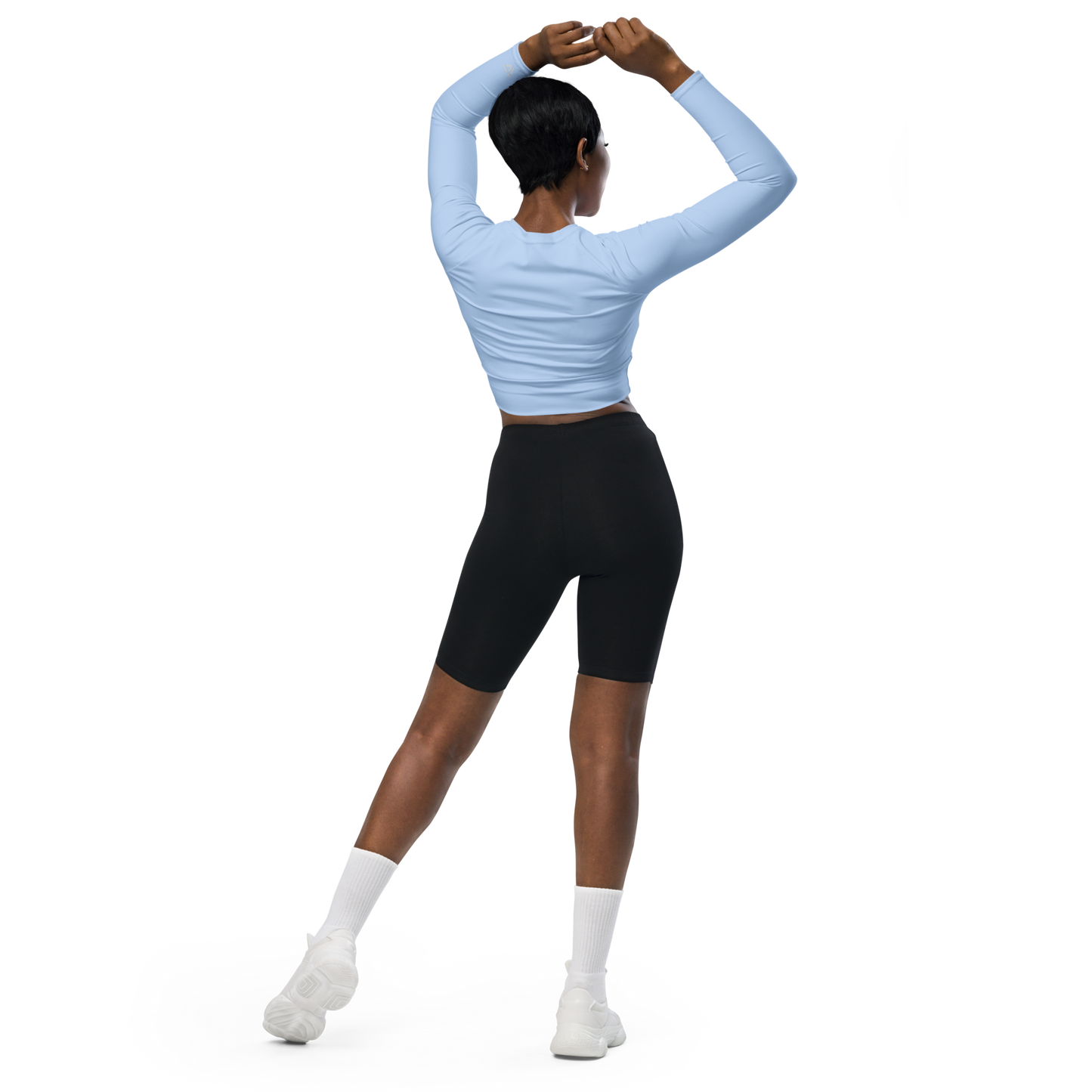 Statement Long-Sleeve Crop Top - Blue