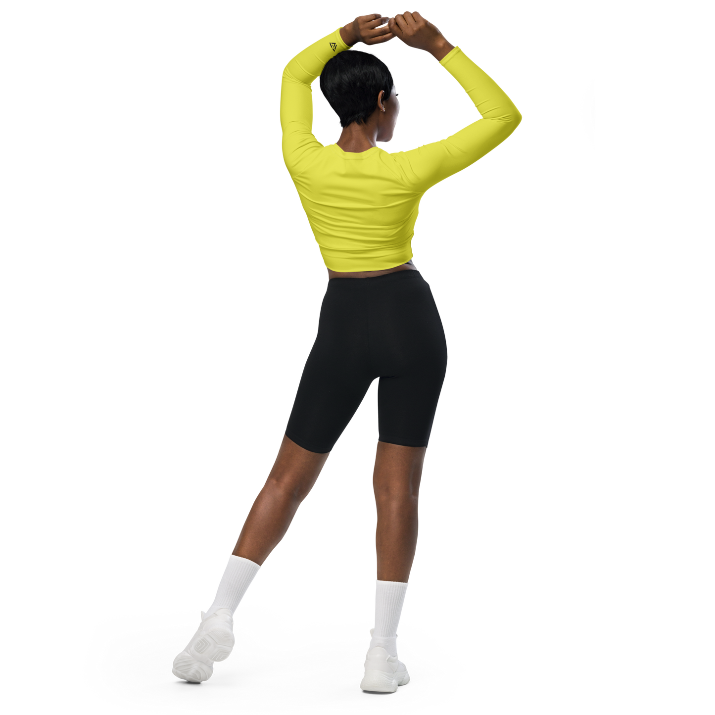Statement Long-Sleeve Crop Top - Yellow