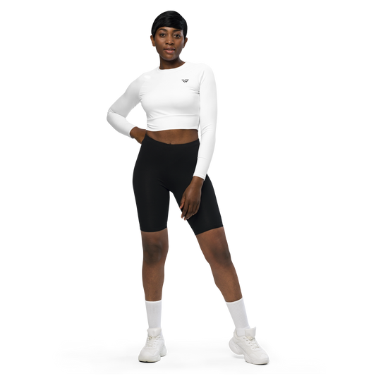 Staple Long-Sleeve Crop Top - White
