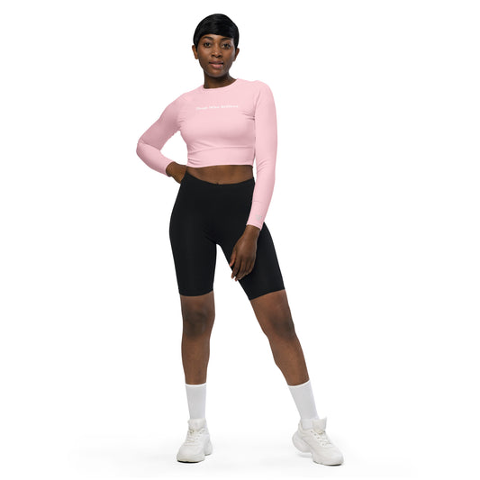 Statement Long-Sleeve Crop Top - Pink