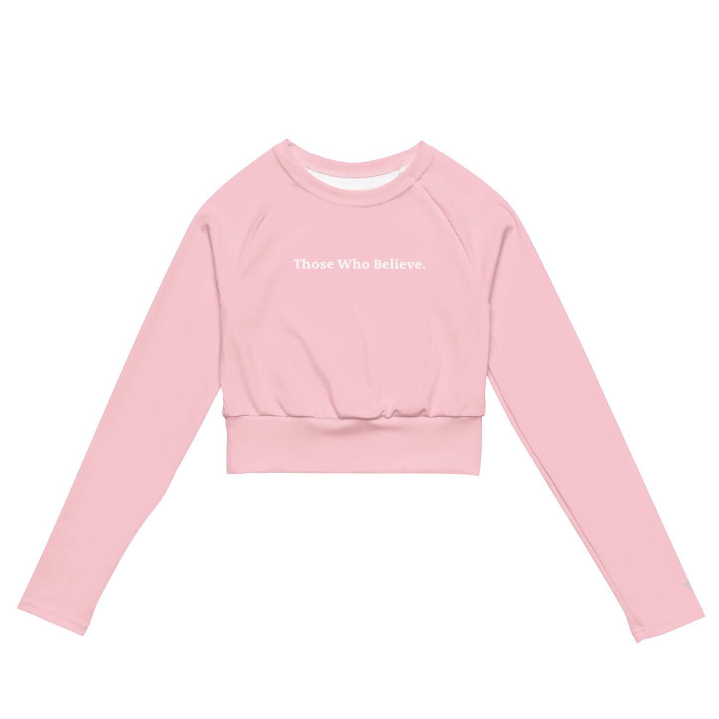 Statement Long-Sleeve Crop Top - Pink