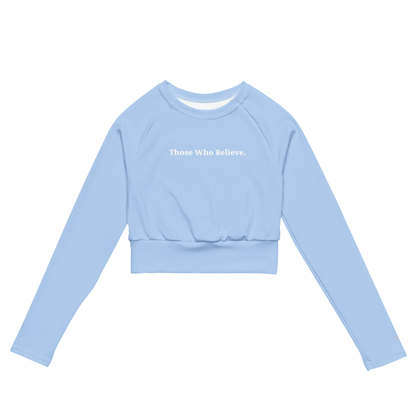 Statement Long-Sleeve Crop Top - Blue