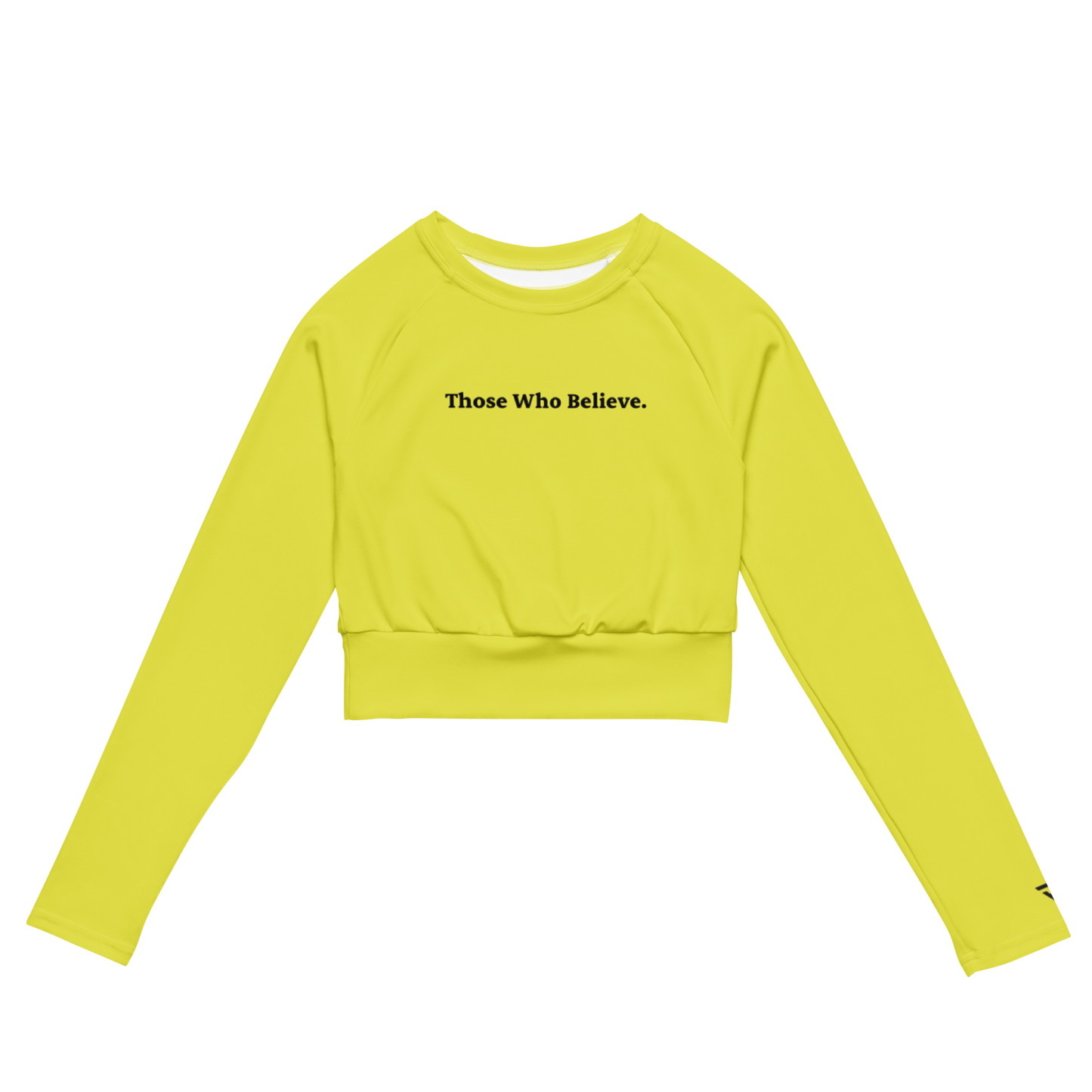 Statement Long-Sleeve Crop Top - Yellow